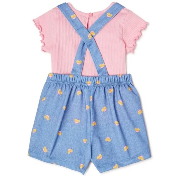 Wonder Nation Baby Girls Short Overall And Top Size 6-9 Months NWT - Picture 2 of 7